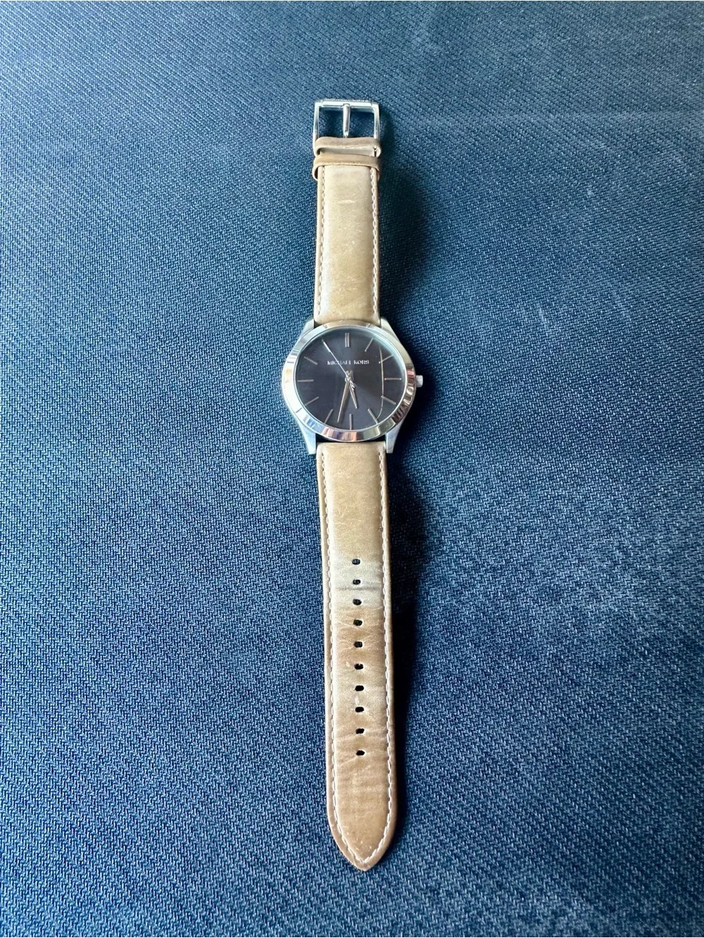 Men's Brown Leather Strap Watch with Black Dial